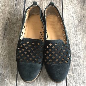 Franco Sarto Black Cutout Flats Loafers Size 7.5